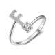 26 English letter inlaid crystal open ring