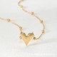 Cross bead chain peach heart stainless steel necklace