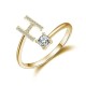 26 English letter inlaid crystal open ring