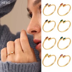 Colored zircon stainless steel ring