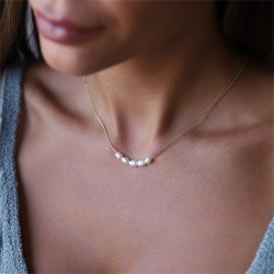 Freshwater pearl pendant stainless steel necklace 