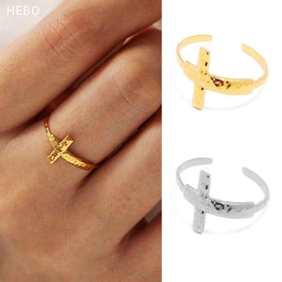 Cross Opening Ring Stainless Steel