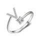 26 English letter inlaid crystal open ring
