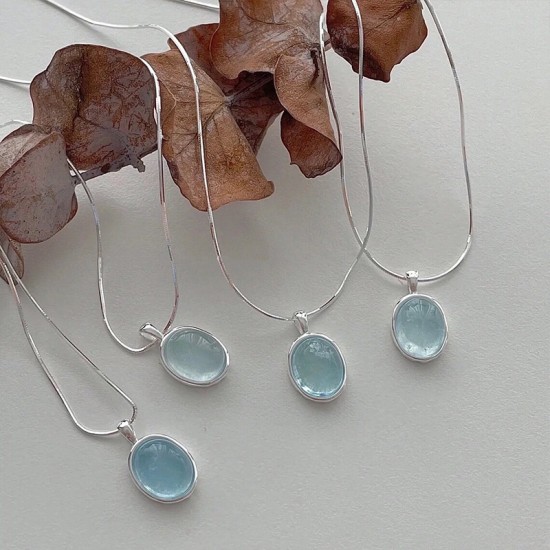 Elliptical Moonstone Stainless Steel Necklace