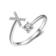 26 English letter inlaid crystal open ring