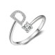 26 English letter inlaid crystal open ring