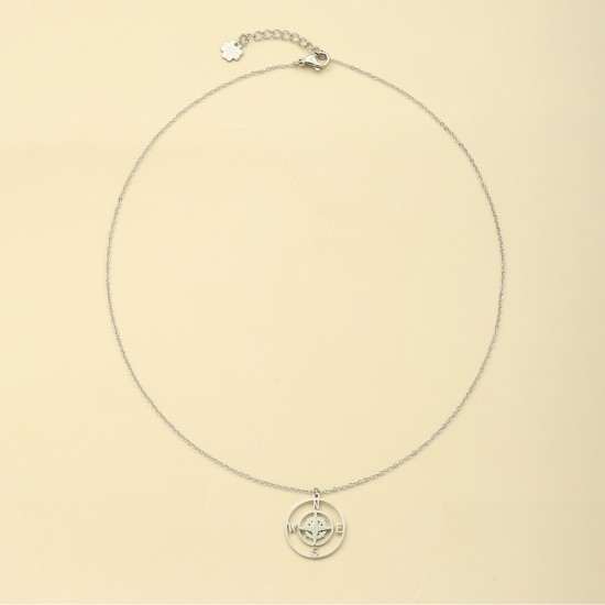 Compass stainless steel necklace