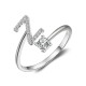 26 English letter inlaid crystal open ring