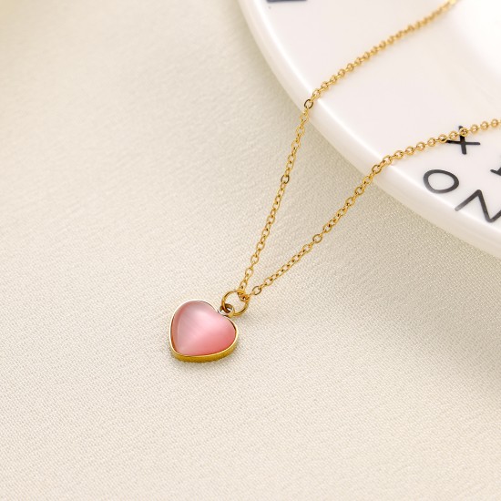 Beimu Peach Heart Stainless Steel Necklace