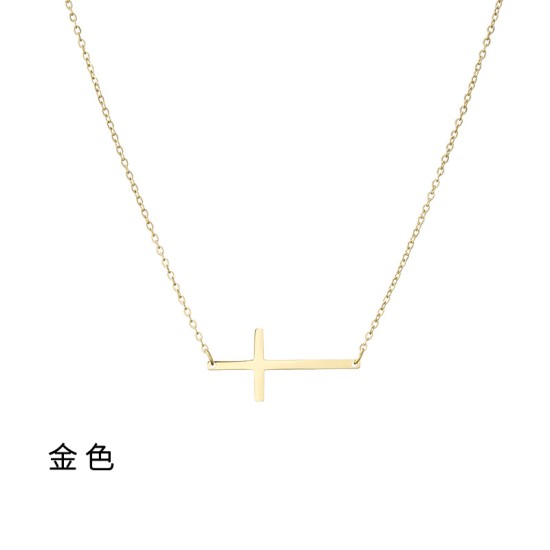 Horizontal Cross Stainless Steel Necklace