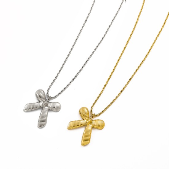 Stainless steel bow necklace