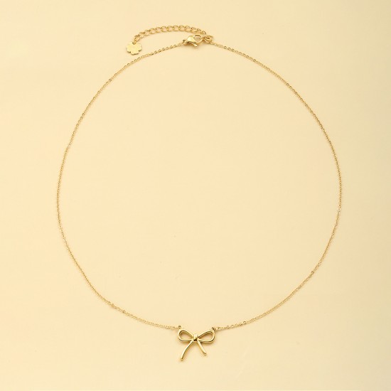  Stainless steel bow necklace