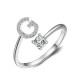 26 English letter inlaid crystal open ring
