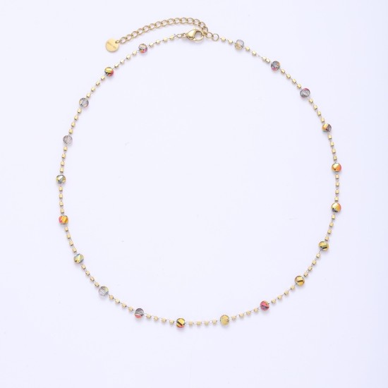 Crystal natural stone stainless steel bead chain