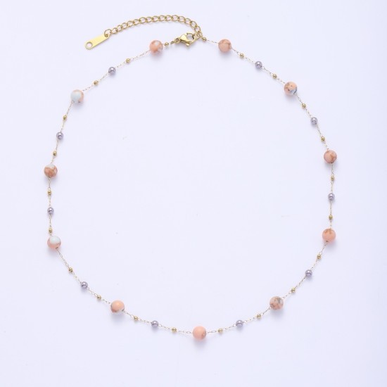 Crystal natural stone stainless steel bead chain