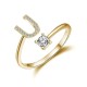 26 English letter inlaid crystal open ring