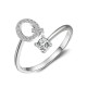 26 English letter inlaid crystal open ring