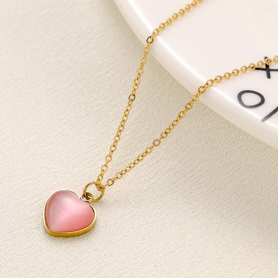 Beimu Peach Heart Stainless Steel Necklace