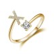 26 English letter inlaid crystal open ring