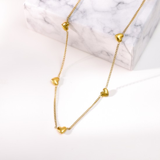 Peach Heart Stainless Steel Necklace