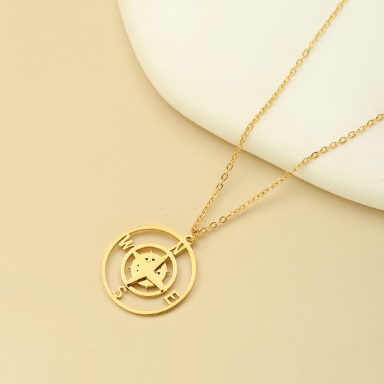 Compass stainless steel necklace