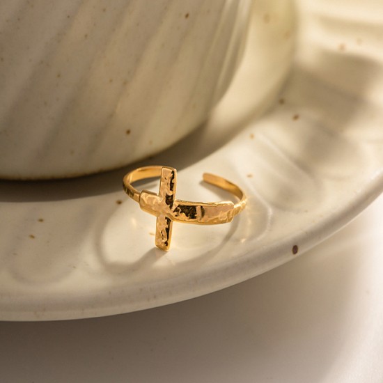 Cross Opening Ring Stainless Steel