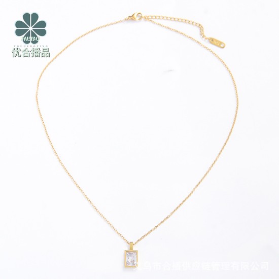 White zircon stainless steel necklace