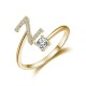 26 English letter inlaid crystal open ring