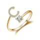 26 English letter inlaid crystal open ring