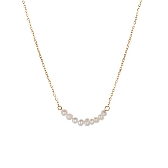 Natural stone pearl stainless steel necklace