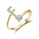 26 English letter inlaid crystal open ring