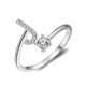 26 English letter inlaid crystal open ring