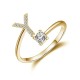 26 English letter inlaid crystal open ring