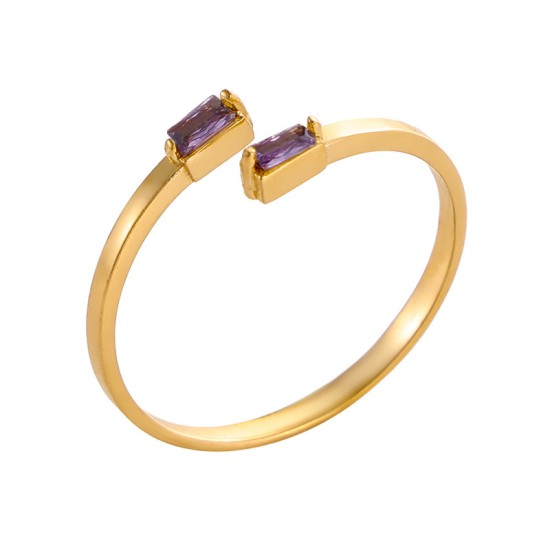 Colored zircon stainless steel ring