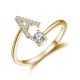 26 English letter inlaid crystal open ring