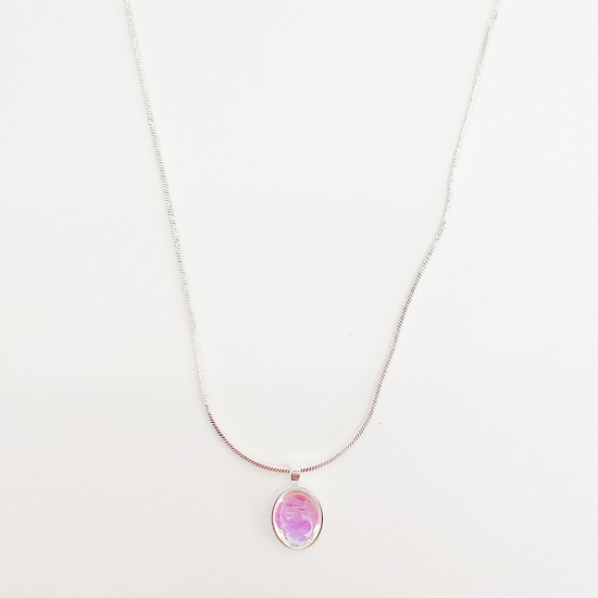Elliptical Moonstone Stainless Steel Necklace