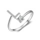 26 English letter inlaid crystal open ring