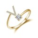 26 English letter inlaid crystal open ring