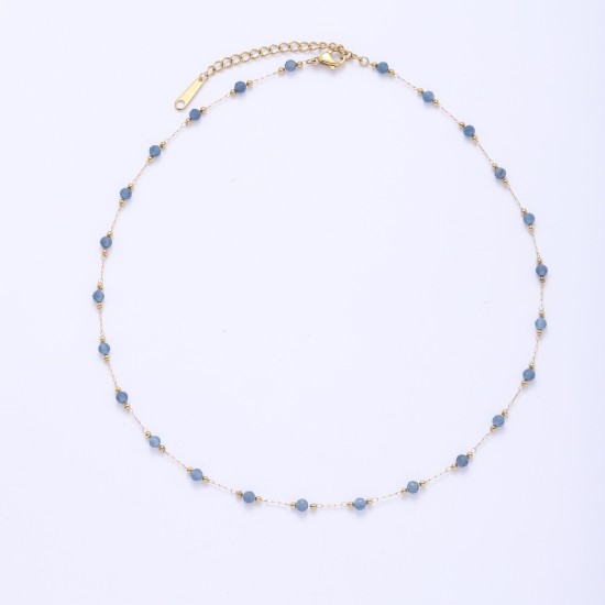Crystal natural stone stainless steel bead chain