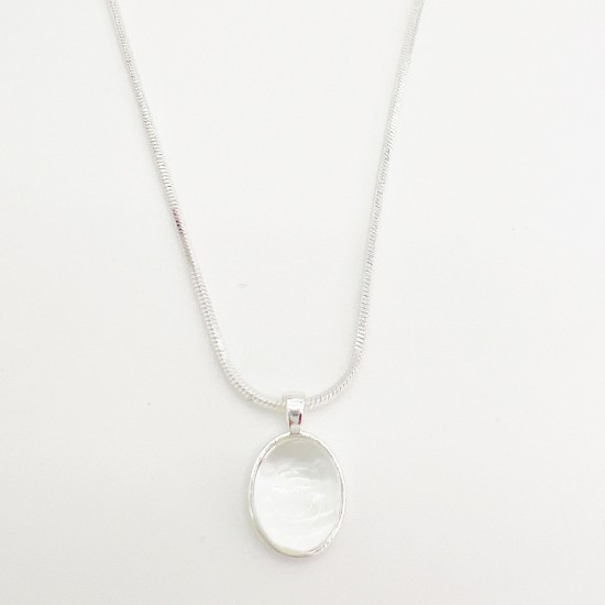 Elliptical Moonstone Stainless Steel Necklace