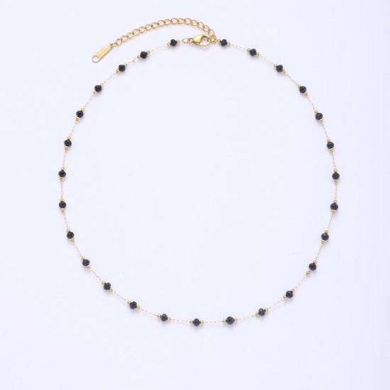 Crystal natural stone stainless steel bead chain