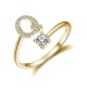 26 English letter inlaid crystal open ring