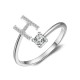 26 English letter inlaid crystal open ring