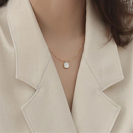 Square Shell Stainless Steel Necklace