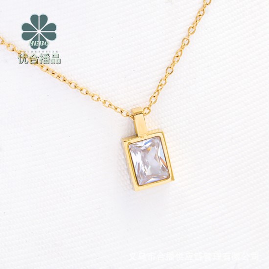 White zircon stainless steel necklace