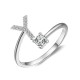 26 English letter inlaid crystal open ring