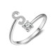 26 English letter inlaid crystal open ring