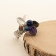 Flower natural stone stainless steel ring
