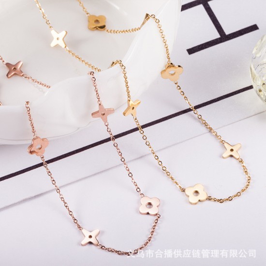 Four leaf clover stainless steel necklace