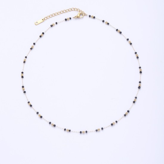 Crystal natural stone stainless steel bead chain